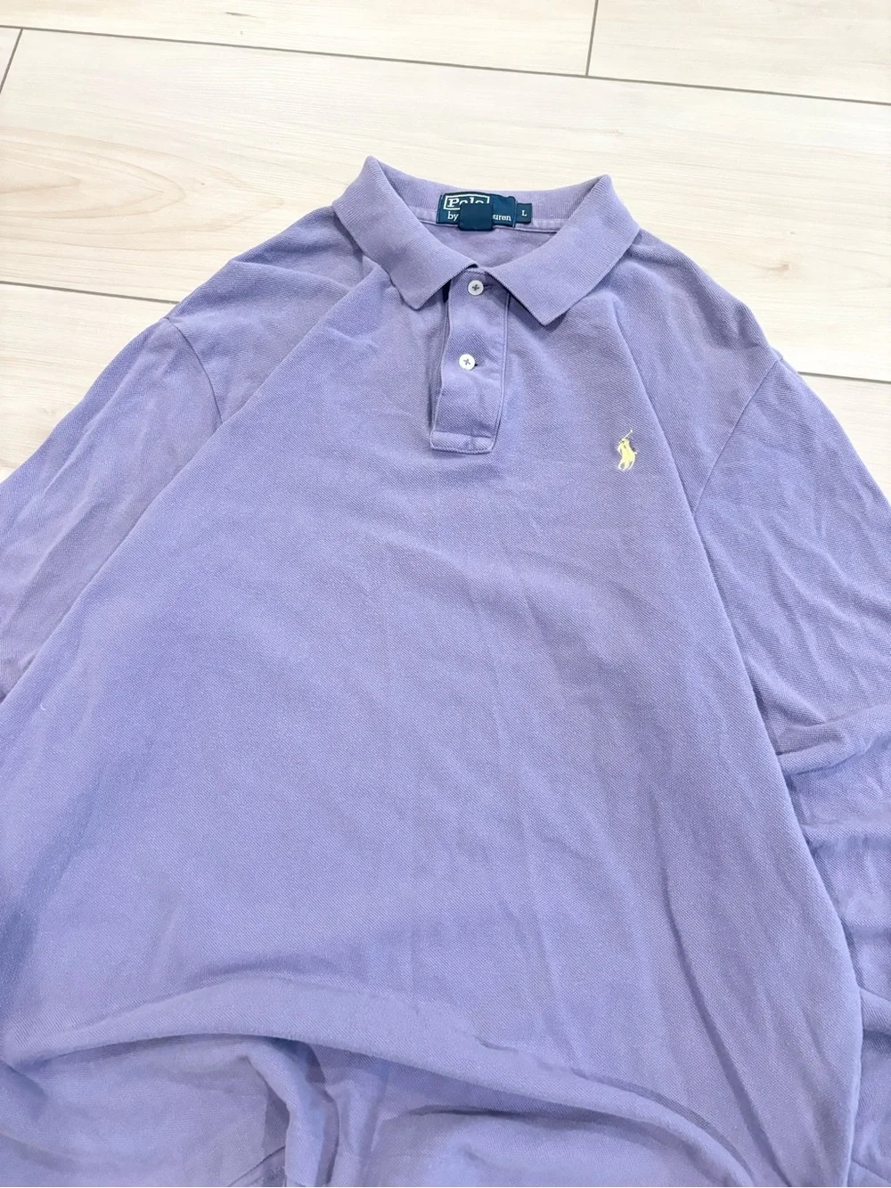 Polo Ralph Lauren Preppy Lavender Long-Sleeve collared Rugby Polo Mens Shirt